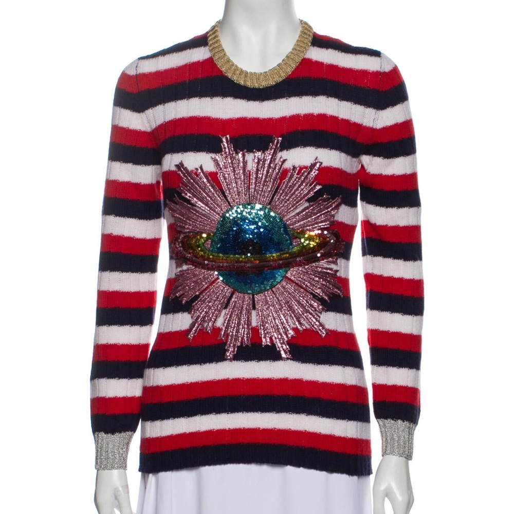 100% authentic GUCCI UFO sequin patch sweater - perfect condition
